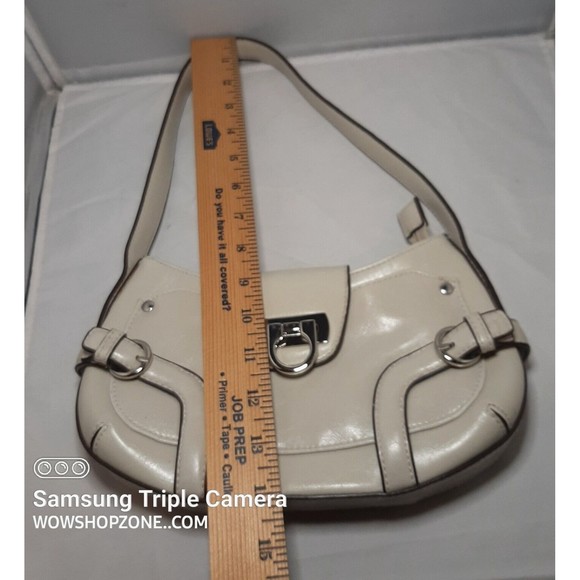 Hobo Shoulder Bag Leather Egg Shell Salvatore Apt 9 Chrome Hand Shoulder Fashion - Picture 4 of 13